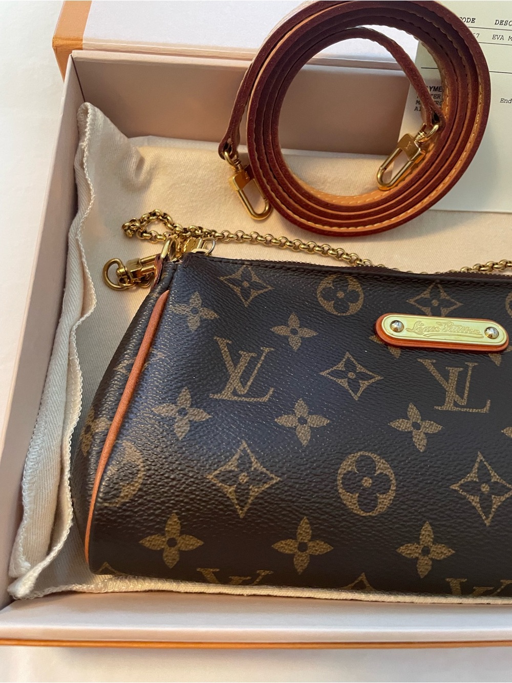Louis Vuitton Eva Monogram Canvas Crossbody Clutch M95567 Authentic - Picture 5 of 16